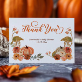 Pumpkin Baby Shower på hösten Blommigt Tack Kort