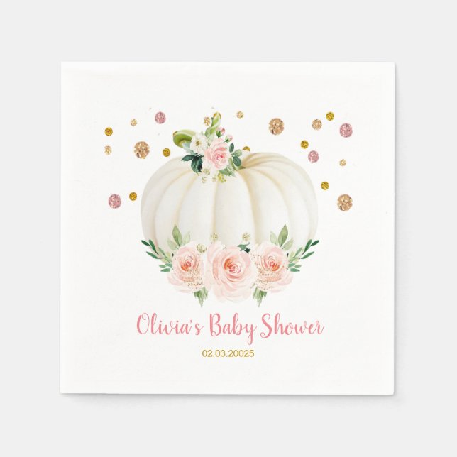 Pumpkin Baby Shower Papper Pappersservett (Framsidan)