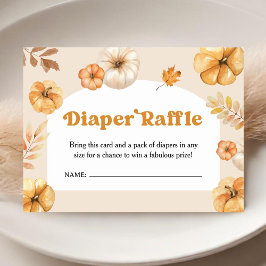 Pumpkin Baby Shower Retro Fall Diaper Raffle Tilläggskort