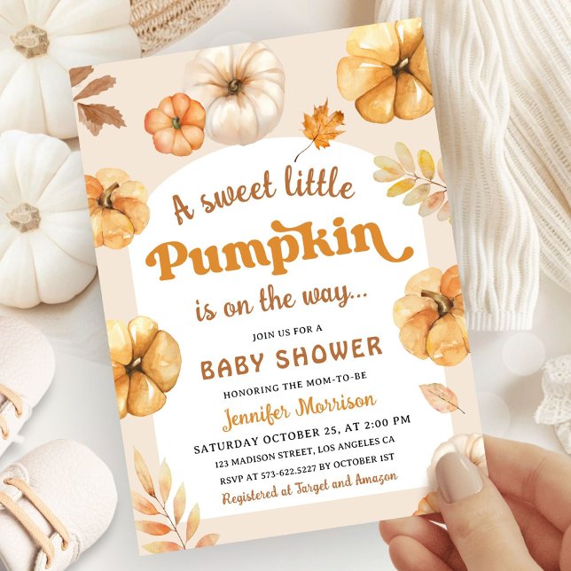 Pumpkin Baby Shower Retro Fall Gender Neutral Inbjudningar (Skapare uppladdad)