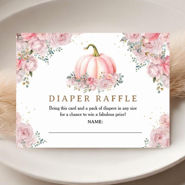 Pumpkin Baby Shower  Rosa Fall Diaper Raffle Tilläggskort (Skapare uppladdad)