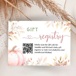 Pumpkin Baby Shower Rosa Girl Girl Gift-registreri Tilläggskort