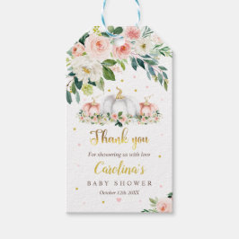 Pumpkin Baby Shower Rosa och Guld favör Presentetikett