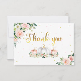 Pumpkin Baby Shower  Rosa och Guld Tack Kort