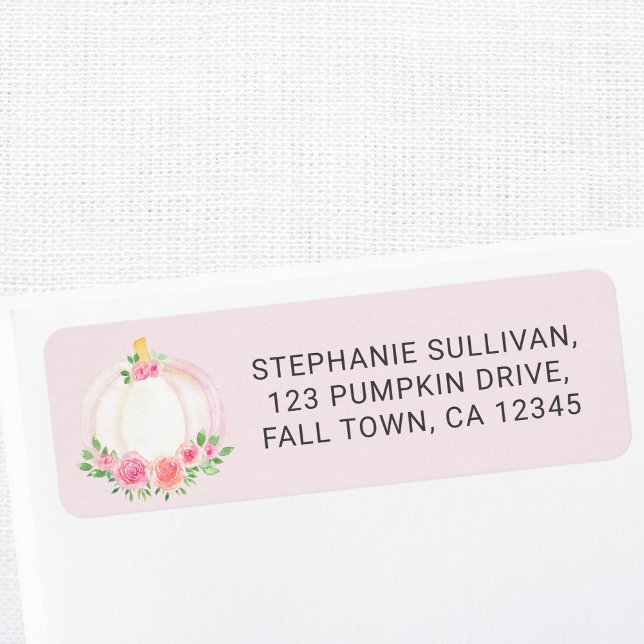 Pumpkin Baby Shower Rosa Returadress Etikett (Skapare uppladdad)