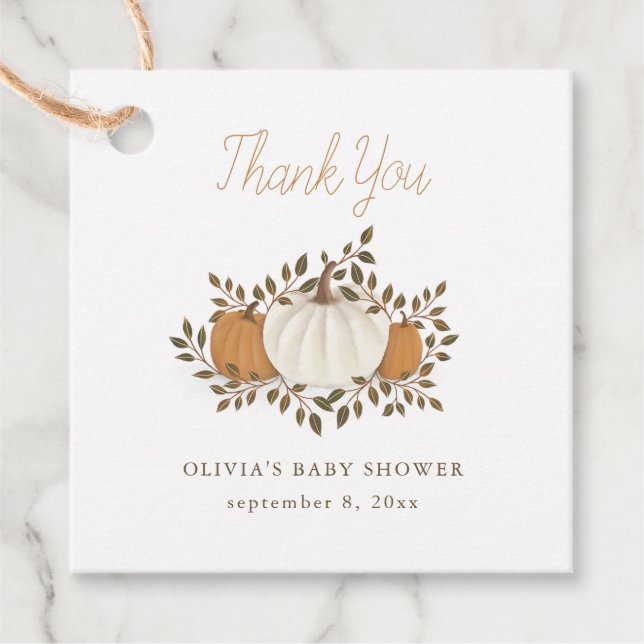 Pumpkin Baby Shower Rustic Orange Tack Gåvor Etiketter (Framsida)