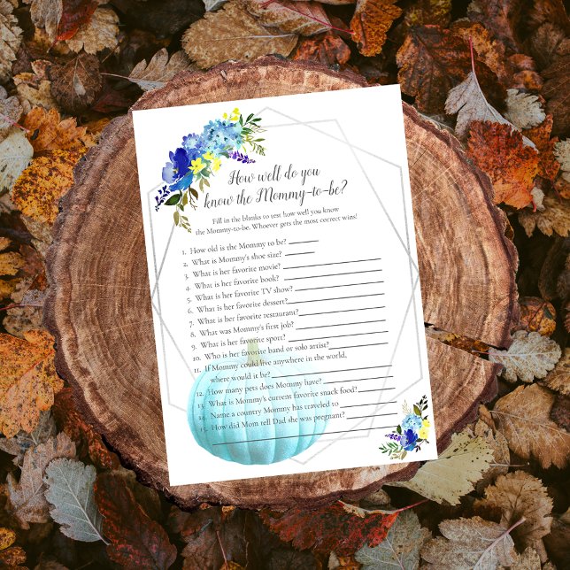 Pumpkin Baby Shower som känner Mamma bäst | Blå Inbjudningar (Skapare uppladdad)