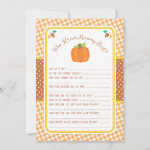 Pumpkin Baby Shower-spel - Vem vet vad Mamman är b