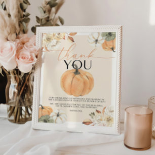 Pumpkin Baby Shower Tack-signatur Poster