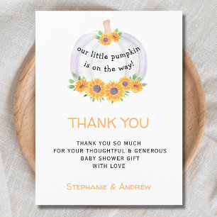Pumpkin Baby Shower Tack Vykort