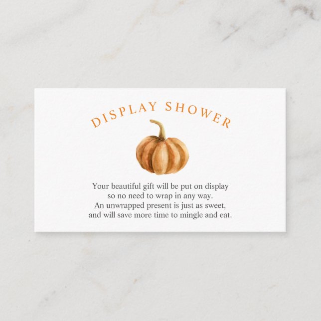 Pumpkin Baby Shower-Visning för infogningskort Tilläggskort (Framsida)