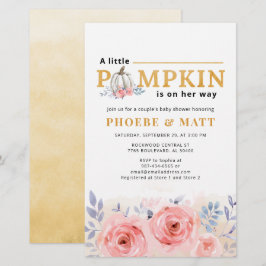 Pumpkin Baby Shower Watercolor Lilac Rosa ros Brevpapper