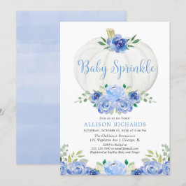 Pumpkin baby sprinkle Blue white boy babydusch Inbjudningar
