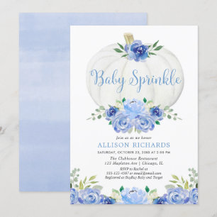 Pumpkin baby sprinkle Blue white boy babydusch Inbjudningar