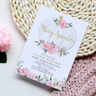 Pumpkin baby sprinkle rosa guld Flickbabydusch för Inbjudningar