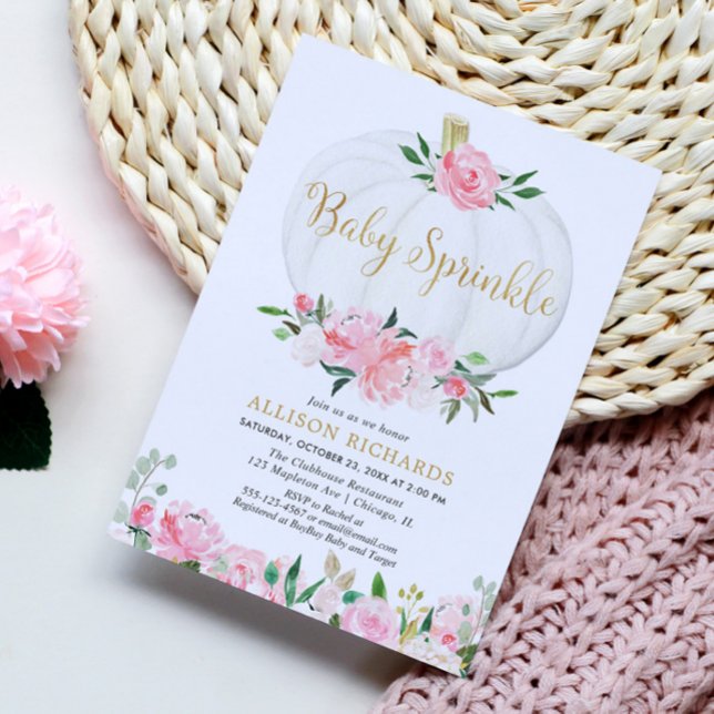 Pumpkin baby sprinkle rosa guld Flickbabydusch för Inbjudningar (Skapare uppladdad)