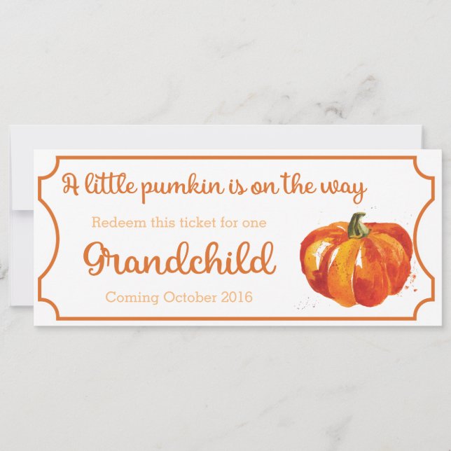 Pumpkin baby-varningen Biljett Grandchild Meddelande (Framsida)