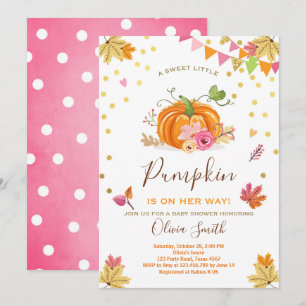 Pumpkin Babydusch-inbjudan Hösten - Rosa Inbjudningar