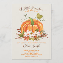 Pumpkin Babydusch-inbjudan höstfällning Neutralt