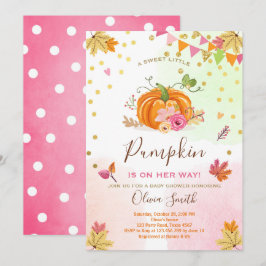 Pumpkin Babydusch inbjudan höstfällning Rosa