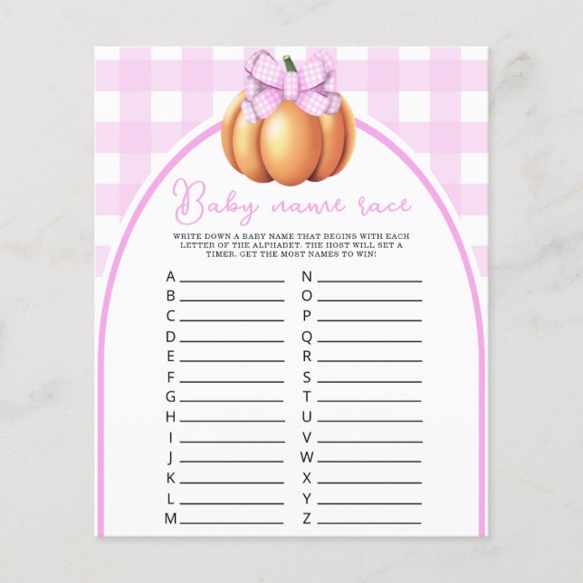 Pumpkin-babyduschen Baby namn tävling (Framsida)