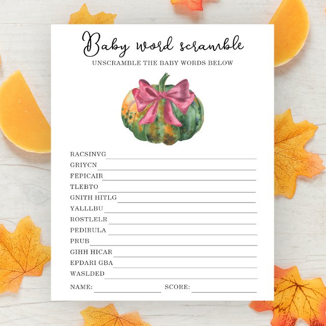 Pumpkin-babyduschen Baby ord-hasardspel (Skapare uppladdad)