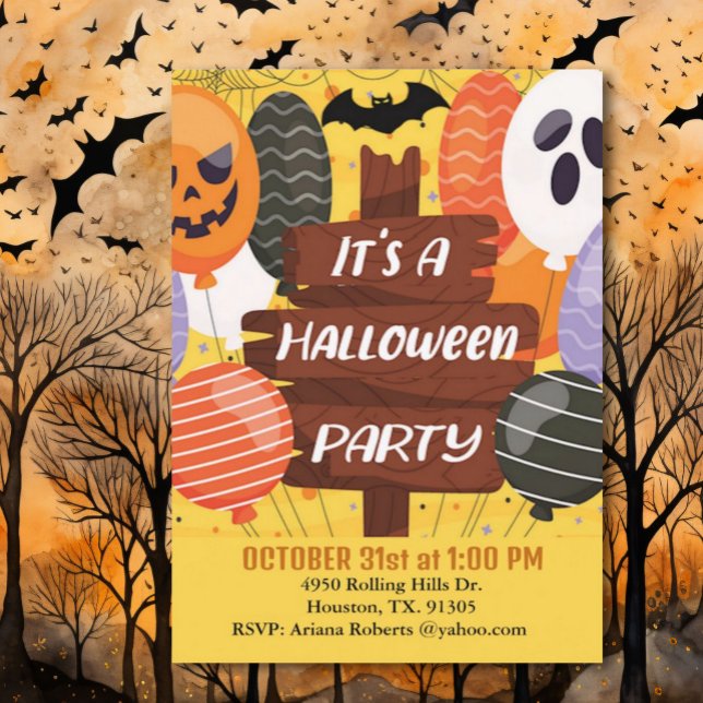 Pumpkin Balloons Det är A Halloween fest Inbjudningar (Skapare uppladdad)
