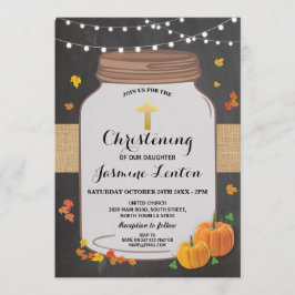 Pumpkin Baptism Kor Fall Christening Wood Burk Inbjudningar