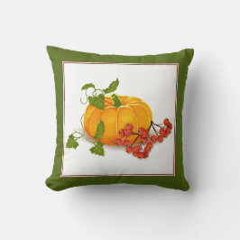 Pumpkin, bär, grönt löv faller Thanksgiving Kudde