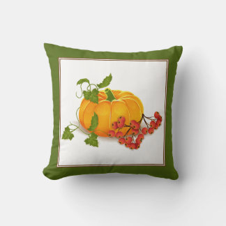Pumpkin, bär, grönt löv faller Thanksgiving Kudde