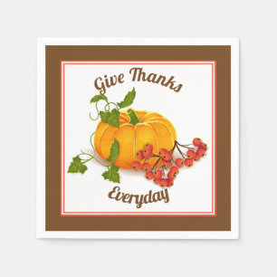Pumpkin, bär, löv brun Thanksgiving Pappersservett