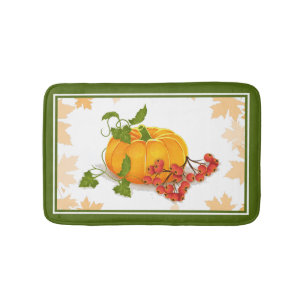 Pumpkin, bär och löv faller Thanksgiving Badrumsmatta