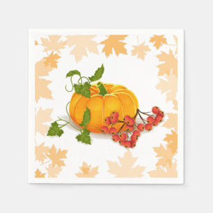 Pumpkin, bär och löv faller Thanksgiving Pappersservett