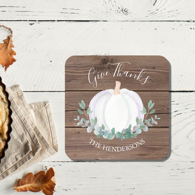 Pumpkin Barn Wood Thanksgiving Underlägg Papper Kvadrat (Skapare uppladdad)