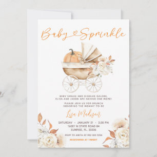 Pumpkin Barnvagn Blommigt Baby Sprinkle Inbjudningar