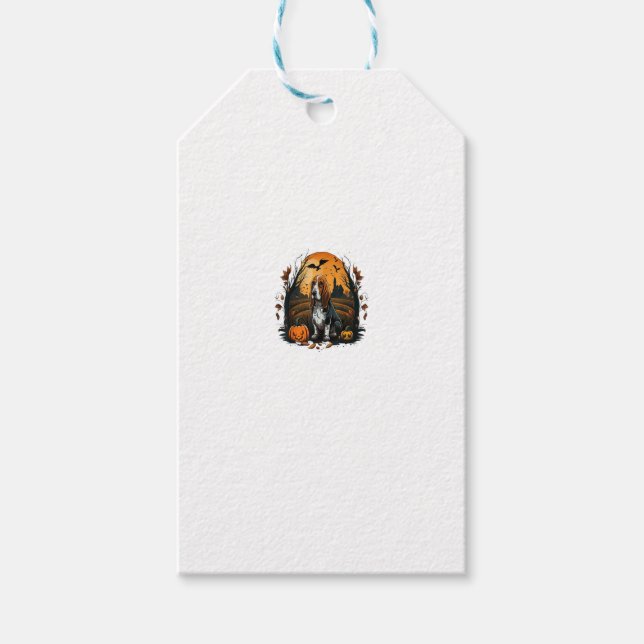 Pumpkin Basset Hound Costume på Basset Hound Hallo Presentetikett (Framsidan)