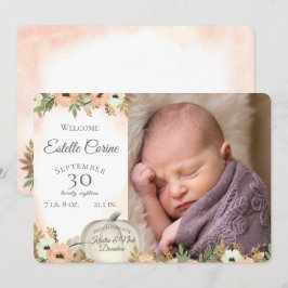 Pumpkin Birth Notice and Tack Inbjudningar