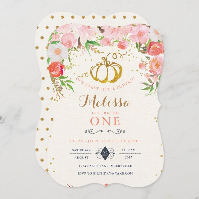 Pumpkin Birthday-inbjudan Inbjudningar (Fram/baksida)