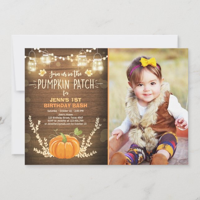 Pumpkin Birthday-inbjudan - korrigering Hösthösten Inbjudningar (Framsida)