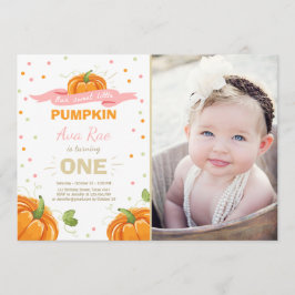 Pumpkin Birthday-inbjudan Rosa Första födelsedag Inbjudningar