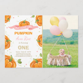 Pumpkin Birthday-inbjudan Rosa Första födelsedag Inbjudningar
