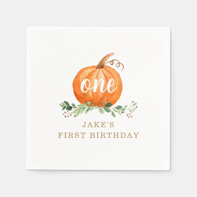 Pumpkin Birthday Napkin any Age Pappersservett (Framsidan)