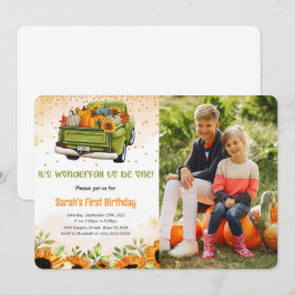 Pumpkin Birthday Photo-inbjudan Inbjudningar