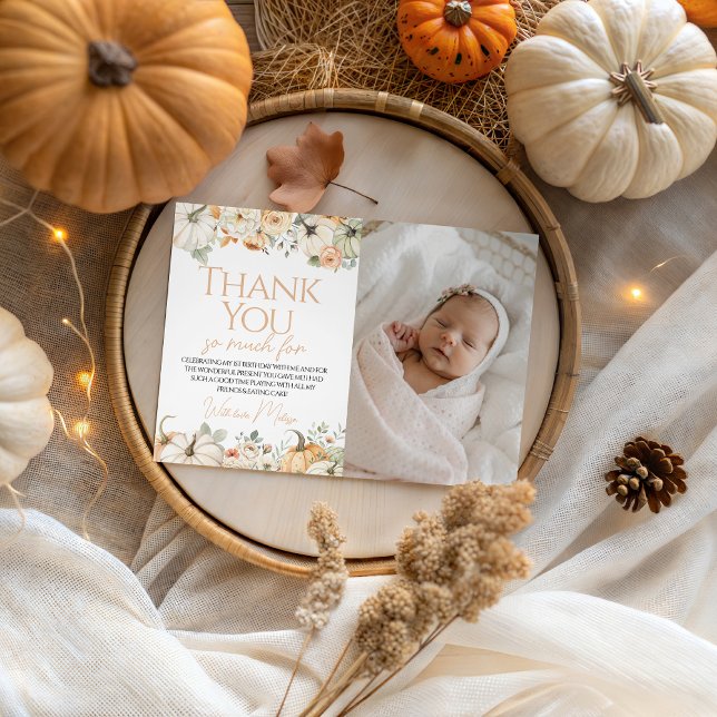 Pumpkin Birthday Photo - tackkort Inbjudningar (Skapare uppladdad)