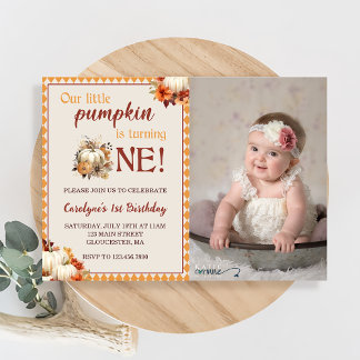 Pumpkin Birthday, vår lilla knumpkin håller på att Inbjudningar