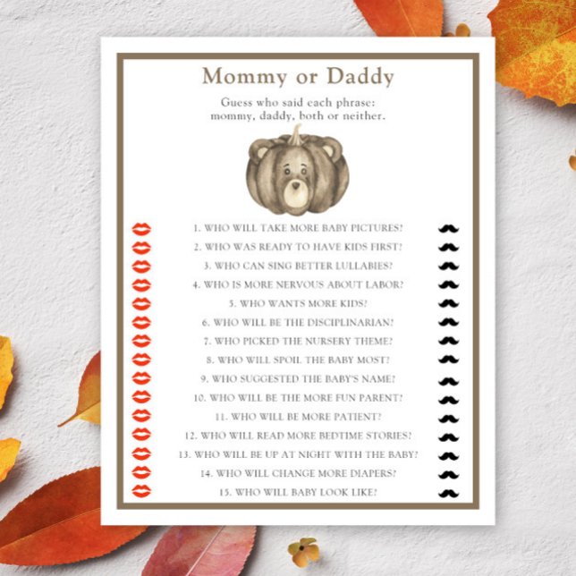 Pumpkin-björn - mamma- eller babyduschspel (Skapare uppladdad)