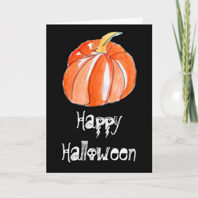 Pumpkin Black and orange Halloween-tema Kort (Framsida)