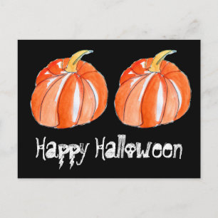 Pumpkin Black and orange Halloween-tema Vykort