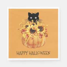 Pumpkin Black Cat Halloween Napkins Pappersservett