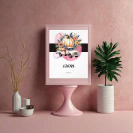 Pumpkin Black Rosa Blommigt Lastbil Baby Shower Fototryck